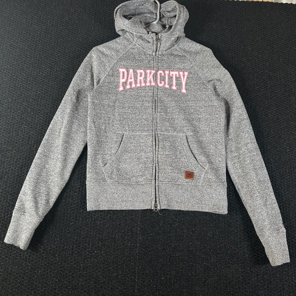 Roots Canada Park City Zip Up Hoodie Gray Heather Cotton Blend Sweater Women's M